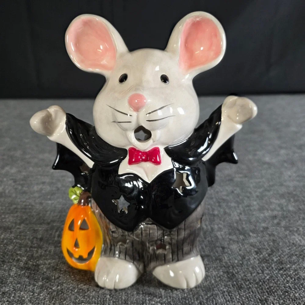 Blue Sky Clayworks Heather Goldminc Magician Mouse Halloween Tealight Holder